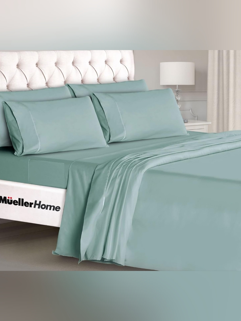 Light Teal 6 Piece Full Bed Sheet Set